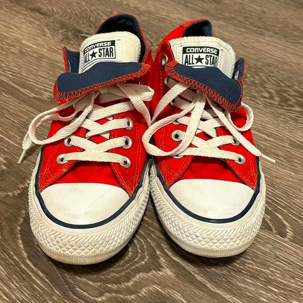 Converse All Star Chuck Taylor’s. Red with double tongue. Size 8 women’s.